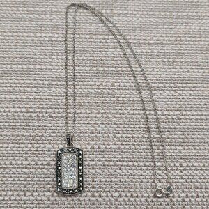16 Inch Sterling Silver Marcasite's And Crystals Necklace A3874